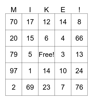 Birthday Bingo Card