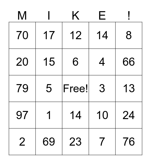 Birthday Bingo Card