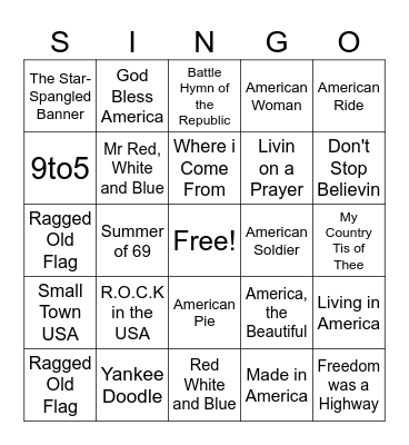 Happy 4th of July Bingo Card