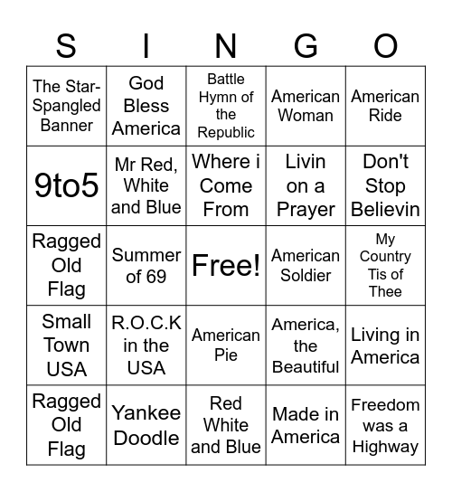 Happy 4th of July Bingo Card