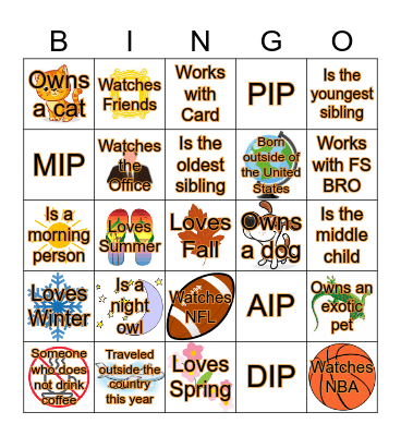 Plano Interns Bingo Card