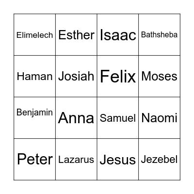 People of the Bible Bingo Card