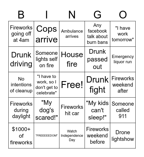 4th of July every year Bingo Card