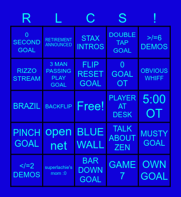 RLCS Bingo Card