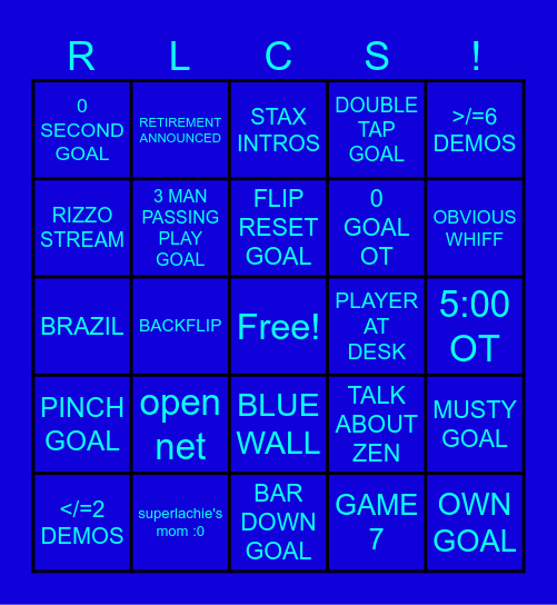 RLCS Bingo Card