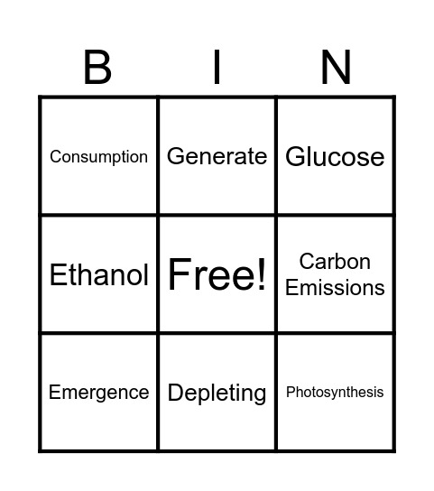 Vocabulary BINGO Card