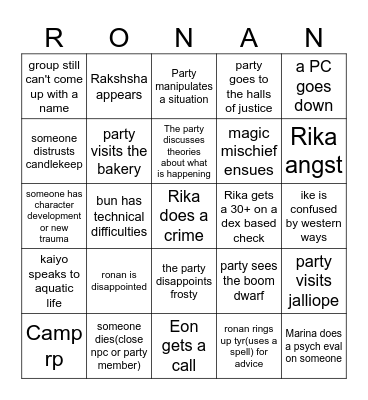 Candlekeep Bingo Card