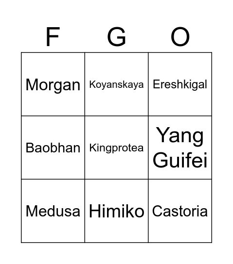 Summer-Servants Bingo Card