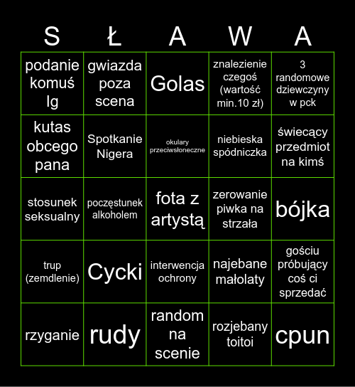 Sława Bingo - zestaw 4 Bingo Card