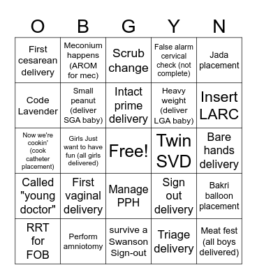 INTERN BINGO Card