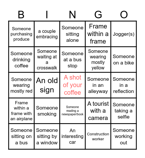 Street Photo Bingo Card