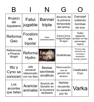 Genshin Impact Bingo 4.0 Bingo Card