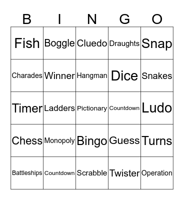 Games Bingo Card