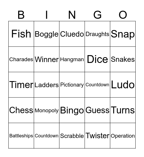 Games Bingo Card