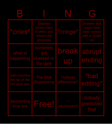 Matt Sharp Please Stop Bingo Card