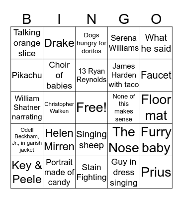 Super Bowl Bingo! Bingo Card