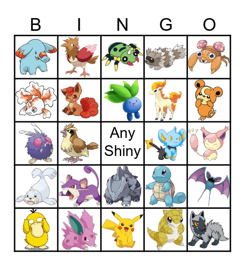 Pokemon Bingo Card