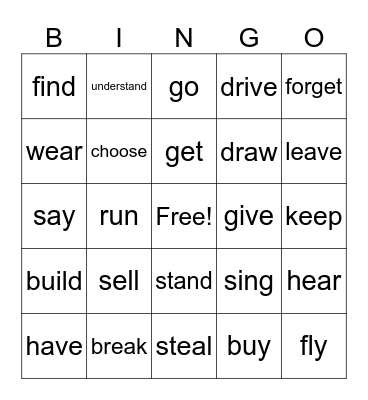 IRREGULAR VERBS Bingo Card