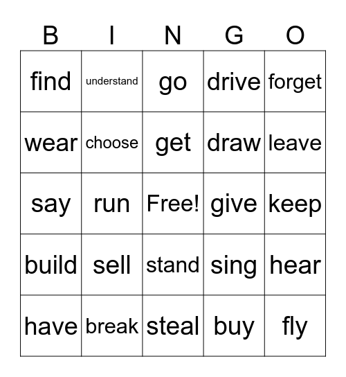 IRREGULAR VERBS Bingo Card