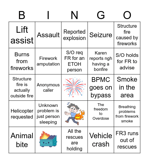 4th of July - FR Bingo Card