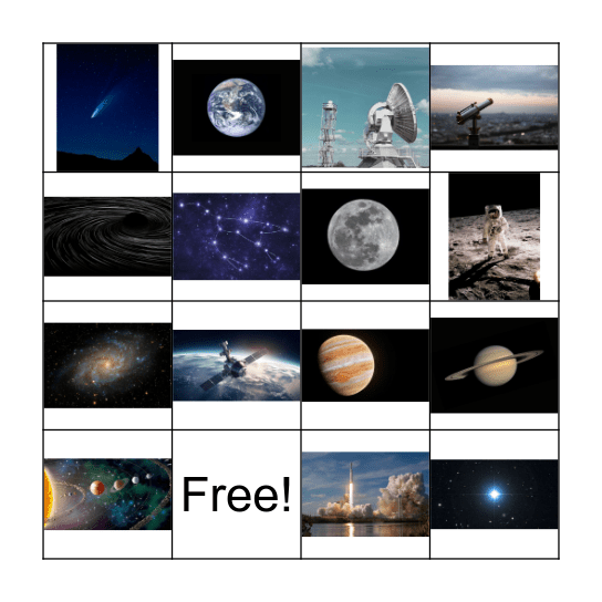 Astronomy Bingo Card