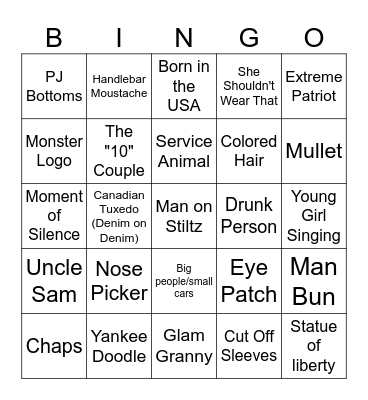 4th of July BINGO Card