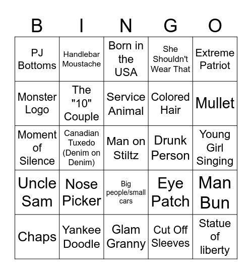 4th of July BINGO Card