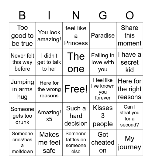 Bachelorette Bingo!!! Bingo Card