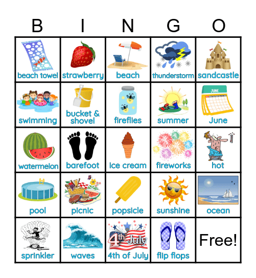 Summer Fun Bingo Card