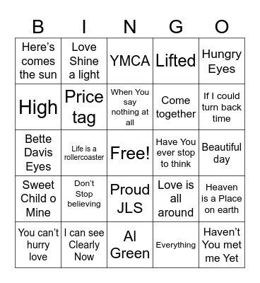 Josh Bingo Card