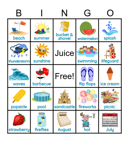 Summer Fun Bingo Card