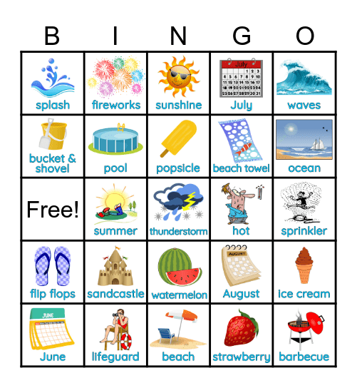 Summer Fun Bingo Card