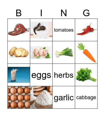 Food Bingo Card