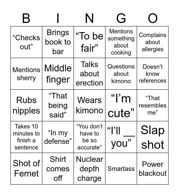Kyle’s Defense Bingo Card