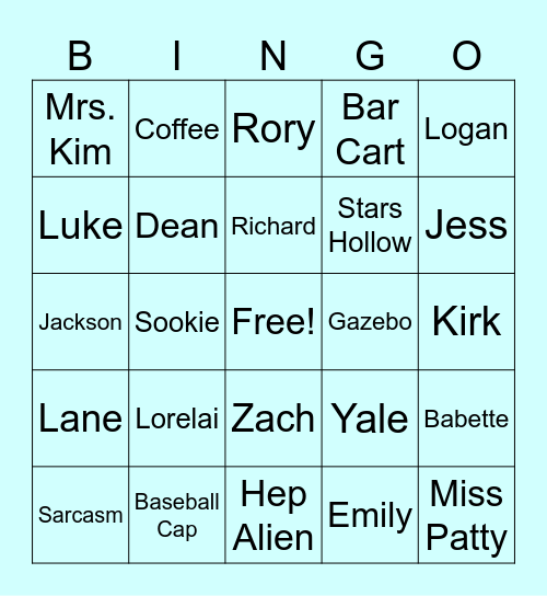 Gilmore Girls Bingo Card