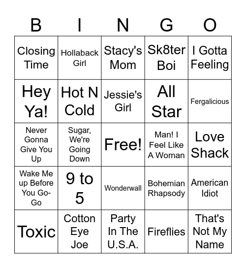 Anthems Bingo Card