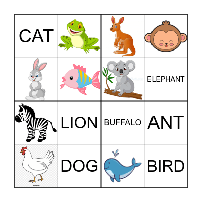 Animal Bingo Card