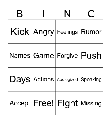 A fight with my friend Bingo Card