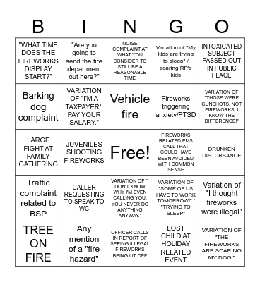 4TH OF JULY DISPATCH BINGO Card