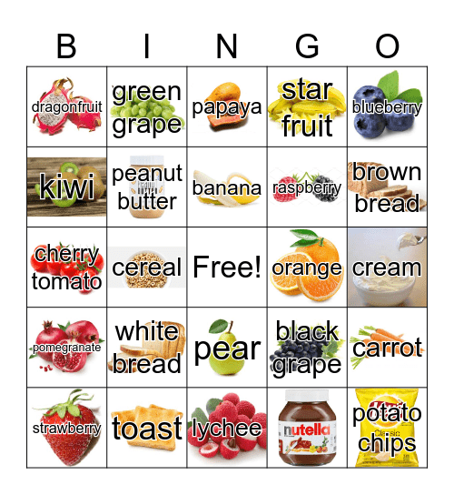 Food Bingo Card