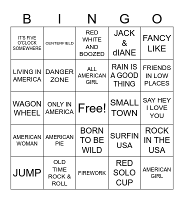 #4- AMERICAN PARTY COVER ALL Bingo Card