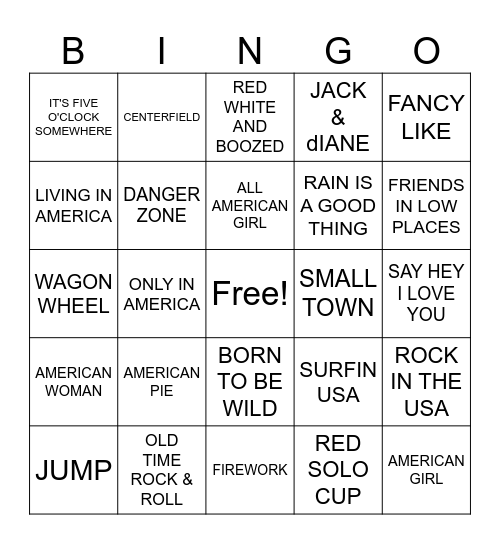 #4- AMERICAN PARTY COVER ALL Bingo Card