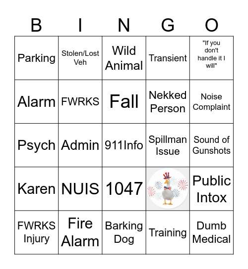 Treason Day Bingo Card