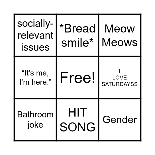 Jeff Satur Cute Tropes Bingo game Bingo Card