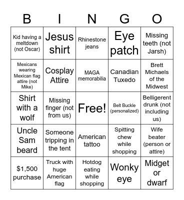 It’s an In-Tents 4th of July AM Bingo Card