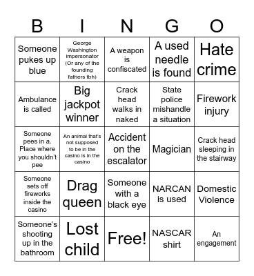 Ty’s 4th of July Shitshow Bingo Card Bingo Card