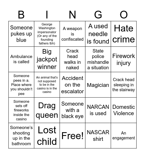 Ty’s 4th of July Shitshow Bingo Card Bingo Card
