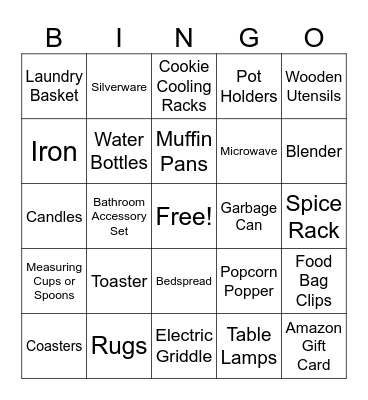 Bridal Shower Bingo Card