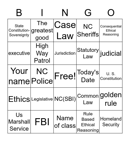 1.01 US Legal System Bingo Card