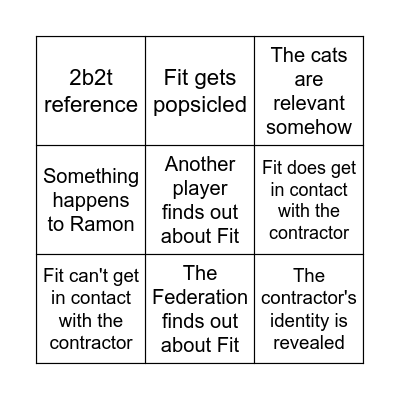 Fit lore bingo Card